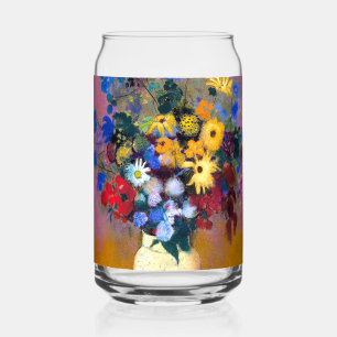 Vaso Con Forma De Lata Base blanca con flores Odilon Redon