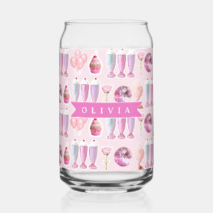 Vaso Con Forma De Lata Batido Retro Rosa Personalizado Monada Adorable