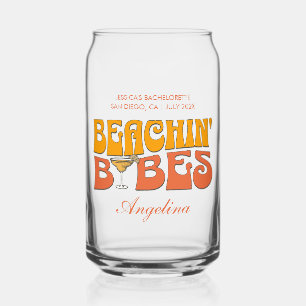 Vaso Con Forma De Lata Beach Bachelorette Party Groovy Beachin Babes