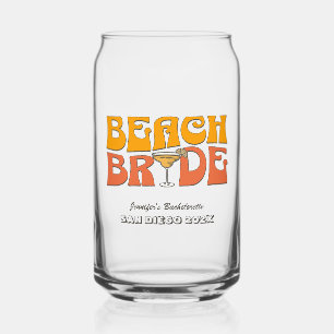 Vaso Con Forma De Lata Beach Bachelorette Party Retro Groovy Beach Bride