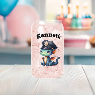 Vaso Con Forma De Lata Bebé dragón adorable con uniforme de policía