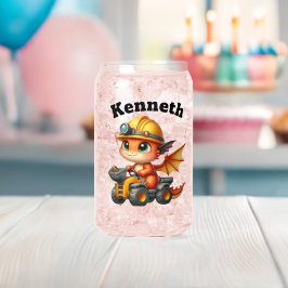 Vaso Con Forma De Lata Bebé dragón adorable extrayendo gemas en un vehícu