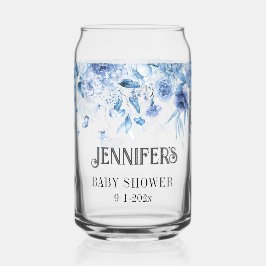 Vaso Con Forma De Lata Bebé Niño Azul Floral Drop Especial Para la Futura