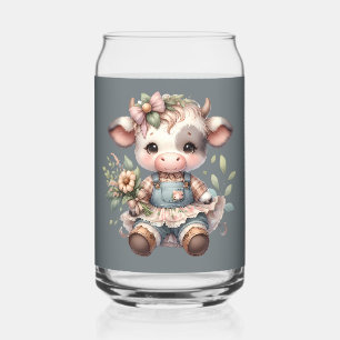 Vaso Con Forma De Lata Becerro Kawaii Farmcore con vestido floral vintage
