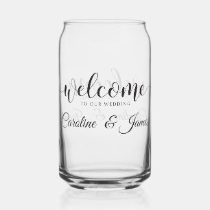 Vaso Con Forma De Lata Bienvenido a Nuestra Boda  Agregar nombre 
