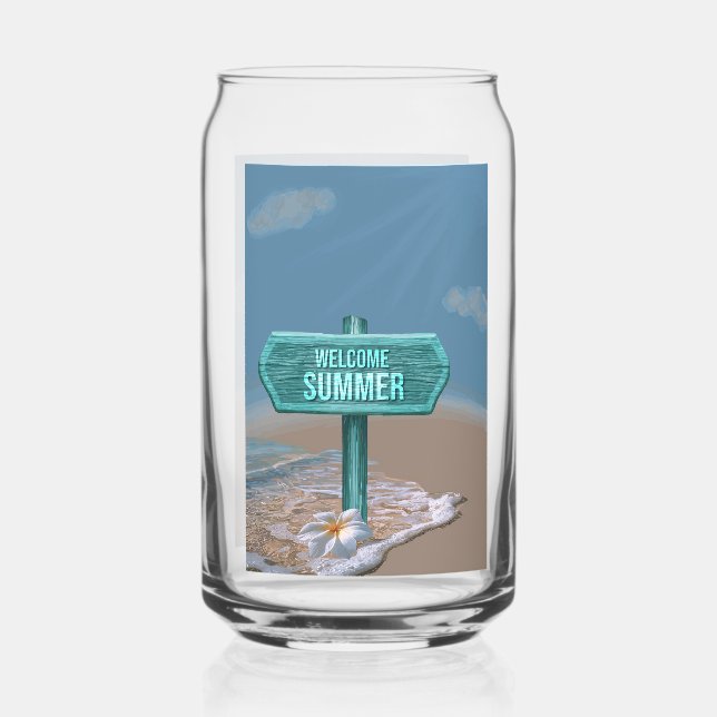Vaso Con Forma De Lata Bienvenido Dibujo Vectorial de Verano (Reverso )