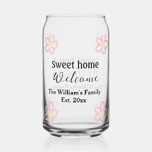 Vaso Con Forma De Lata Bienvenido dulce hogar añada el nombre de la famil