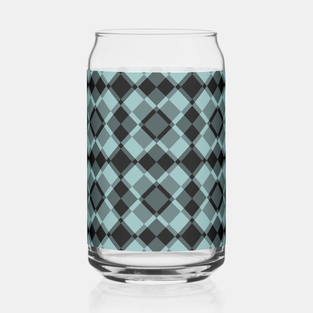 Vaso Con Forma De Lata Blue Black Checker Argyle Pattern (Anverso)
