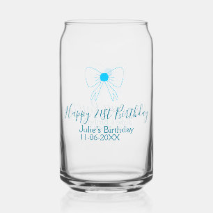 Vaso Con Forma De Lata Blue bow happy 21ᵉʳ cumpleaños date