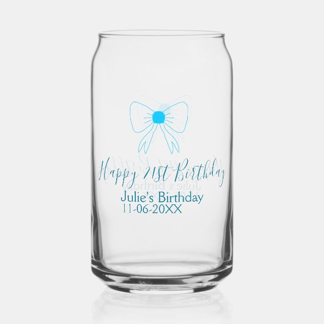 Vaso Con Forma De Lata Blue bow happy 21ᵉʳ cumpleaños date (Anverso)