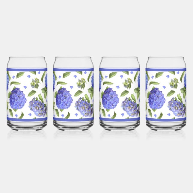 Vaso Con Forma De Lata Blue Hydrangea Flores Arte Botánico (Derecha)
