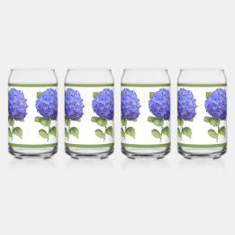 Vaso Con Forma De Lata Blue Hydrangeas Arte Botánico Floral