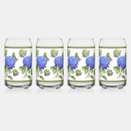 Vaso Con Forma De Lata Blue Hydrangeas Arte Botánico Floral