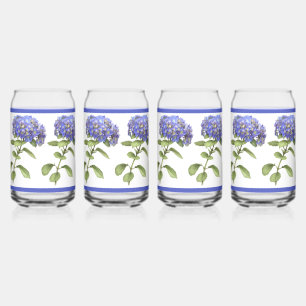Vaso Con Forma De Lata Blue Hydrangeas Arte Botánico Floral