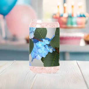 Vaso Con Forma De Lata Blue Lacecap Hydrangea Bloom Floral