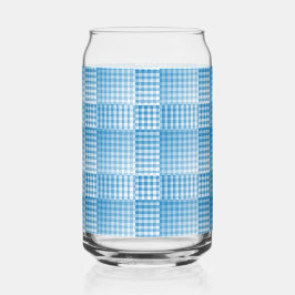 Vaso Con Forma De Lata Blue White Checker Abstract Pattern