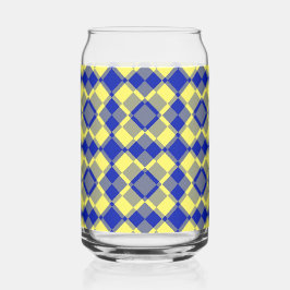 Vaso Con Forma De Lata Blue Yellow Checker Argyle Pattern