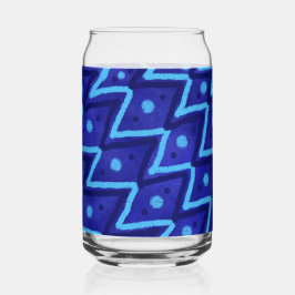 Vaso Con Forma De Lata Blue Zig Zags Dots Funky Pattern