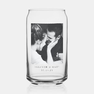 Vaso Con Forma De Lata Boda de pareja foto personalizada minimalista negr