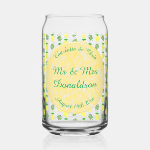 Vaso Con Forma De Lata Boda de verano tropical Piña y hojas de palmera