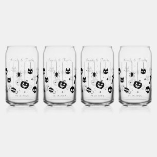 Vaso Con Forma De Lata Boda Espeluznante con Texto Negro Personalizado