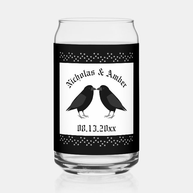 Vaso Con Forma De Lata Boda gótico Kissing Ravens Personalizado (Anverso)