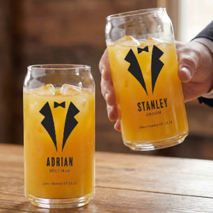 Vaso Con Forma De Lata Boda Minimalista Mejor Amigo Nombre Negro