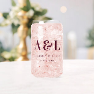 Vaso Con Forma De Lata Boda Monograma Borgoña Minimalista