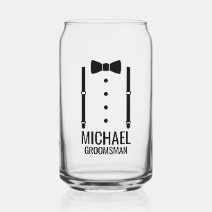 Vaso Con Forma De Lata Boda negro Bow Tie Personalizado Groomsmen