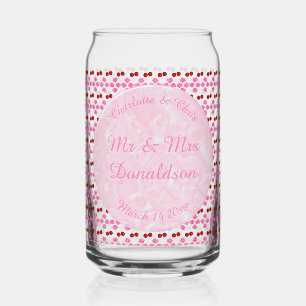 Vaso Con Forma De Lata Boda Primavera Rosa Flor de cerezo y cerezas
