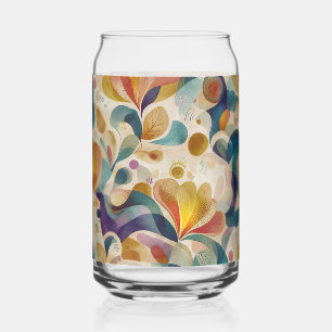 Vaso Con Forma De Lata Boho Abstracto Floral Remolino Dorado Turquesa