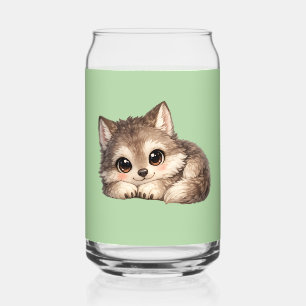 Vaso Con Forma De Lata Bolsa Transparente de Estadio con Cachorro de Lobo