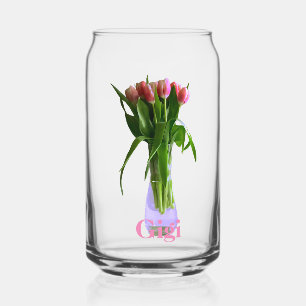 Vaso Con Forma De Lata Bonito Día de la Madre Fotografía de tulipanes ros