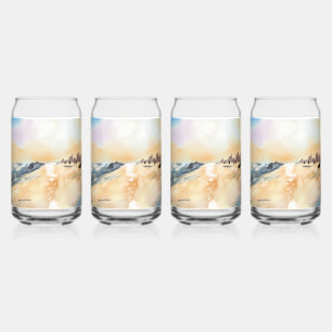 Vaso Con Forma De Lata Bonito lado del mar en pintura al óleo