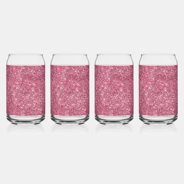 Vaso Con Forma De Lata Bonito Sparkle Pink Faux Purpurina (Anverso)