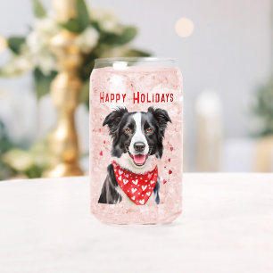 Vaso Con Forma De Lata Border Collie con pañuelo rojo de corazones en Nav