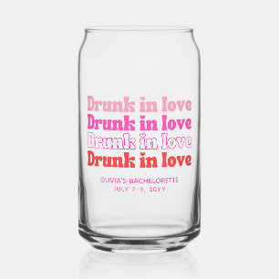 Vaso Con Forma De Lata Borracho enamorado Retro Rosa Fiesta de Bacheloret