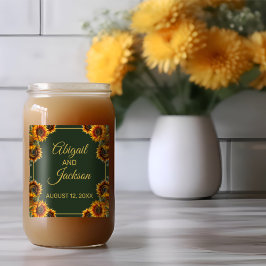 Vaso Con Forma De Lata Bosque de Bodas de Girasoles Verde y Dorado