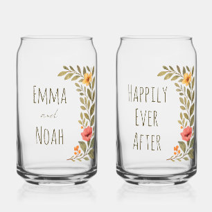 Vaso Con Forma De Lata Botánico Otoñal Vibrante Personalizado Felices par