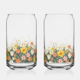Vaso Con Forma De Lata botella de vidrio de café frío con flores