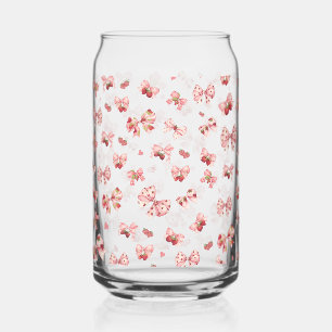 Vaso Con Forma De Lata Bow rosa de Coquette con fresas Can Glass