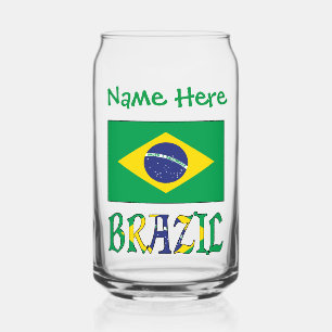 Vaso Con Forma De Lata Brasil y la bandera brasileña personalizada