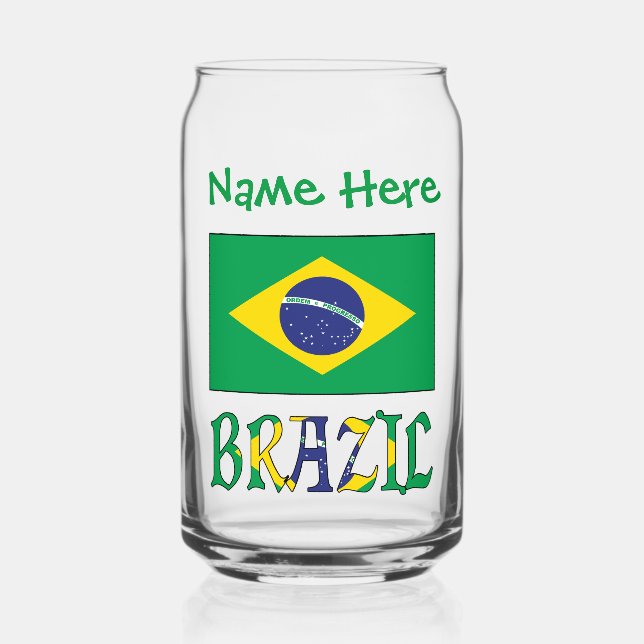 Vaso Con Forma De Lata Brasil y la bandera brasileña personalizada (Anverso)