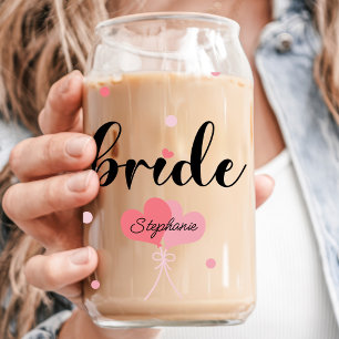 Vaso Con Forma De Lata Bride Hearts Nombre Personalizado Boda