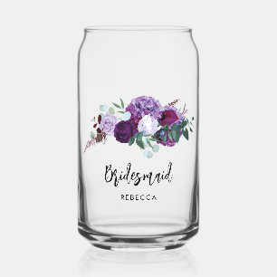 Vaso Con Forma De Lata Bridesmaid Keepsake con guión morado
