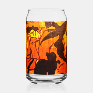 Vaso Con Forma De Lata Bruja de Halloween con gato negro