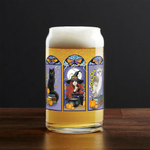 Vaso Con Forma De Lata Bruja gótica gato negro búho Halloween Art Nouveau