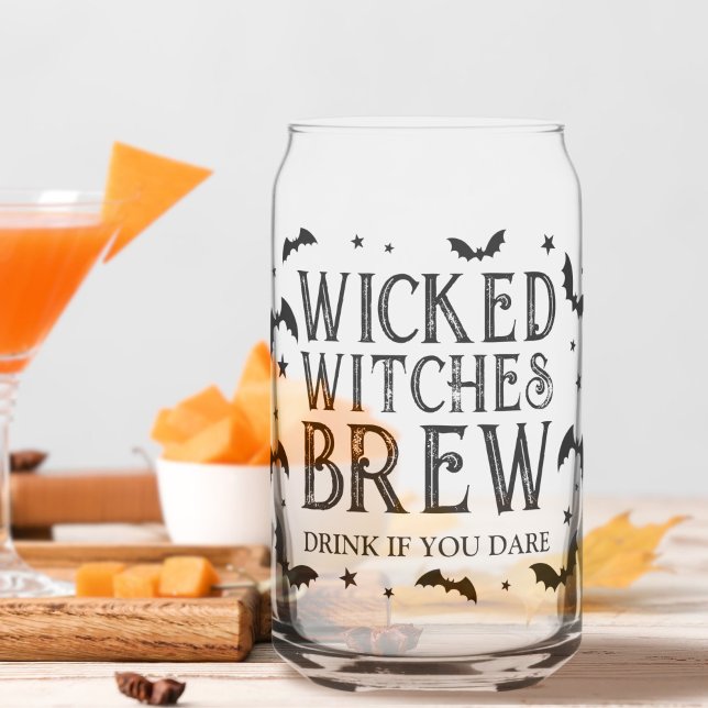 Vaso Con Forma De Lata Brujas malvadas producen Fiesta de cócteles de Hal (Wicked Witches Brew Halloween Cocktail Party Can Glass)
