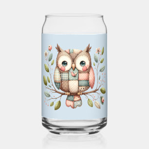 Vaso Con Forma De Lata Búho de patchwork en bosque caprichoso