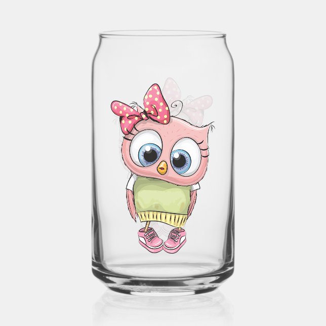 Vaso Con Forma De Lata Búho Puede Vidrio (Anverso)